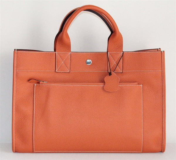 Replica Hermes Cowhide Cabag Weekender Bag Orange On Sale - Click Image to Close